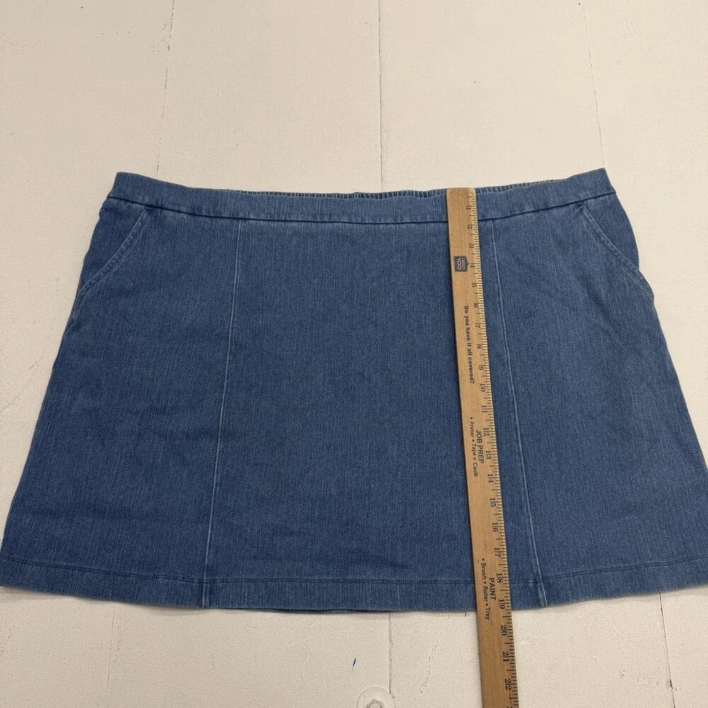 Isaac Mizrahi Live! Skort Womens 3X Petite Blue Denim Pockets Lined Stretch